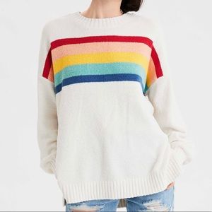 American Eagle oversized chenille rainbow sweater!